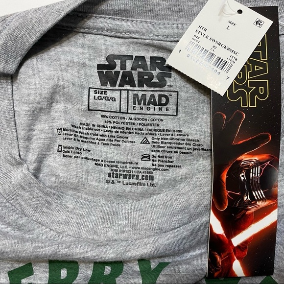 Star Wars Stormtrooper Merry Force Be With You Heather Gray Grey L Large Fandom - Picture 4 of 11